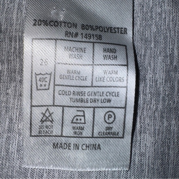 Craft & Flow Men’s Large Light Gray Navy Trim Short Sleeve Button-Up Shirt - Picture 6 of 6